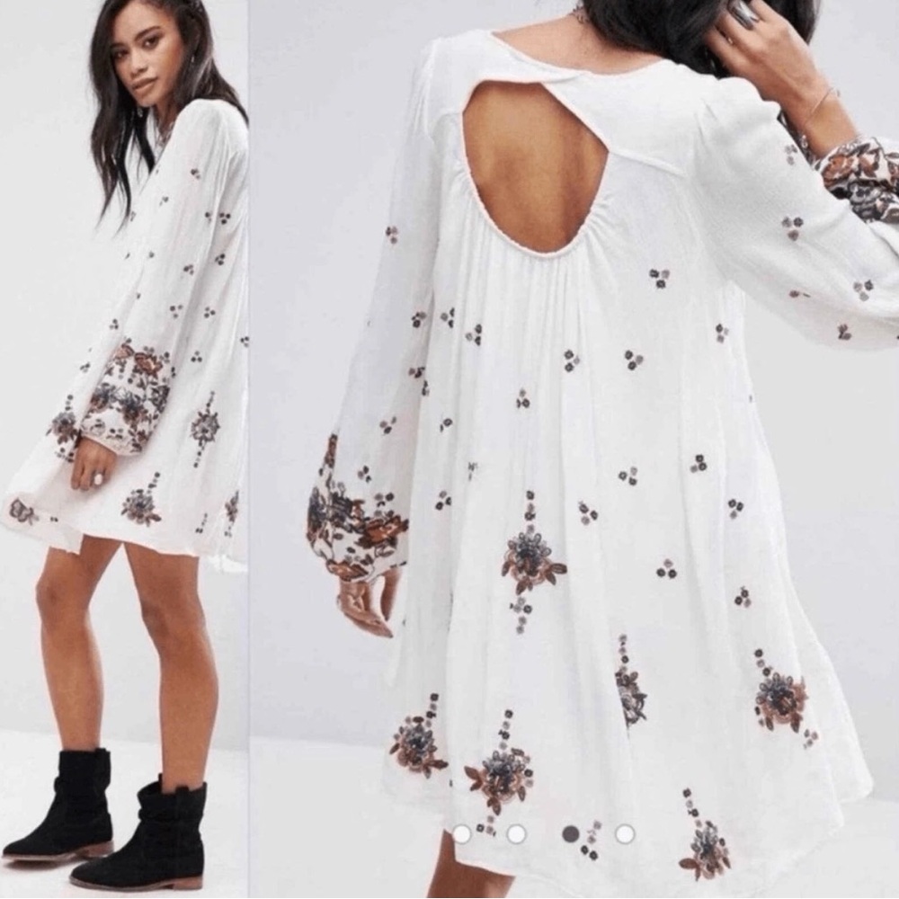 Free People Oxford White Embroidered Swing Dress